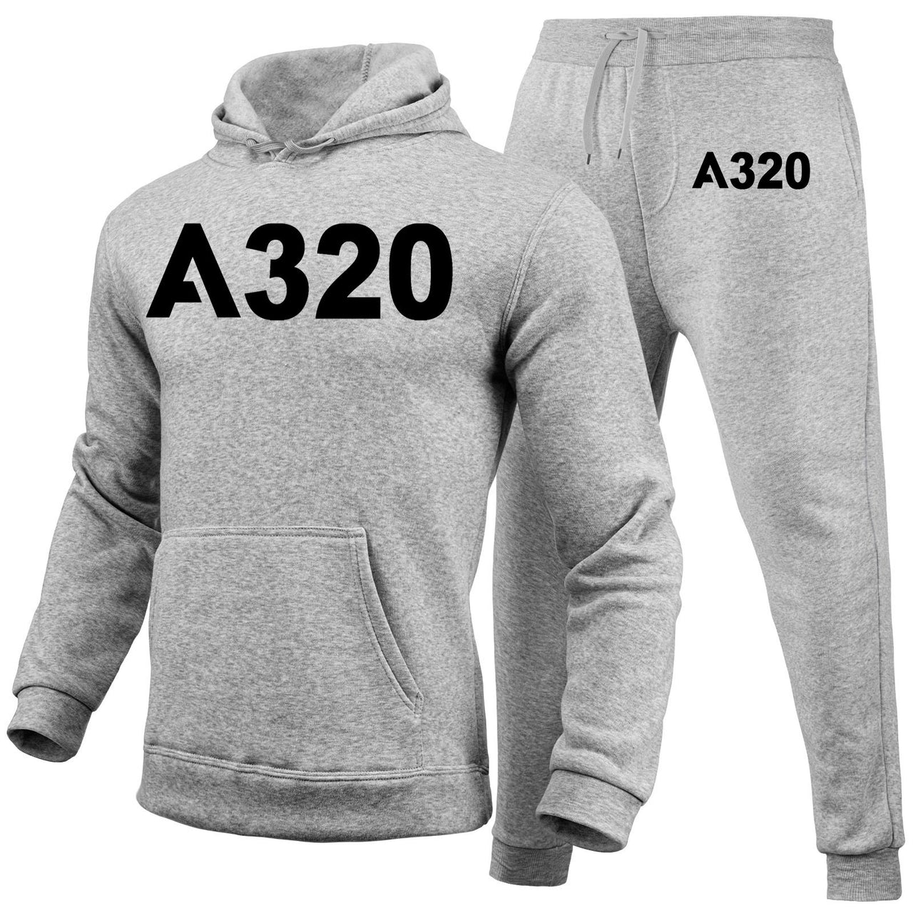 A320 Flat Text Designed Hoodies & Sweatpants Set