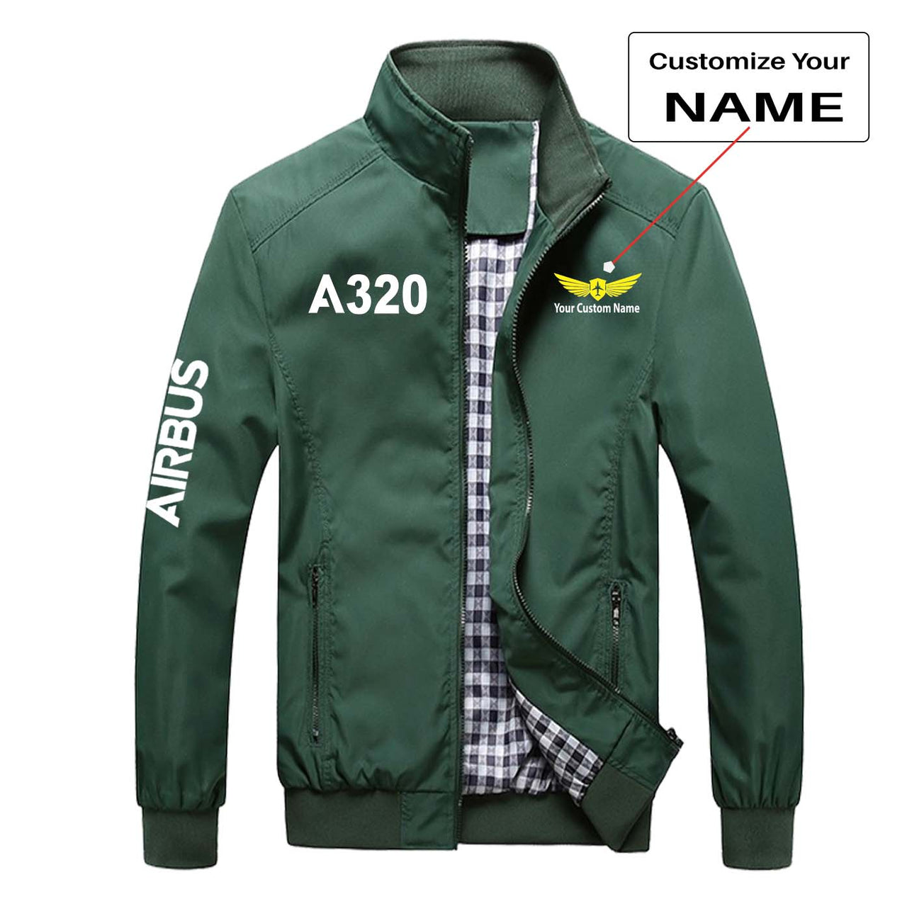 A320 Flat Text Designed Stylish Jackets