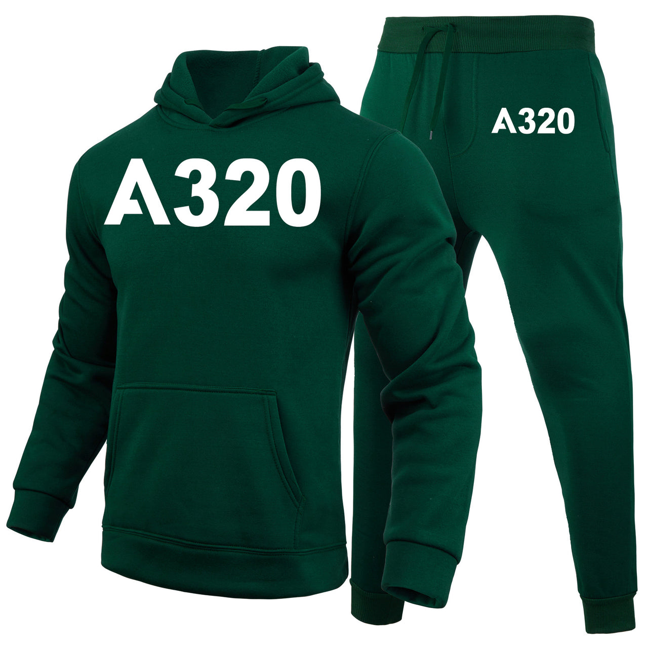 A320 Flat Text Designed Hoodies & Sweatpants Set