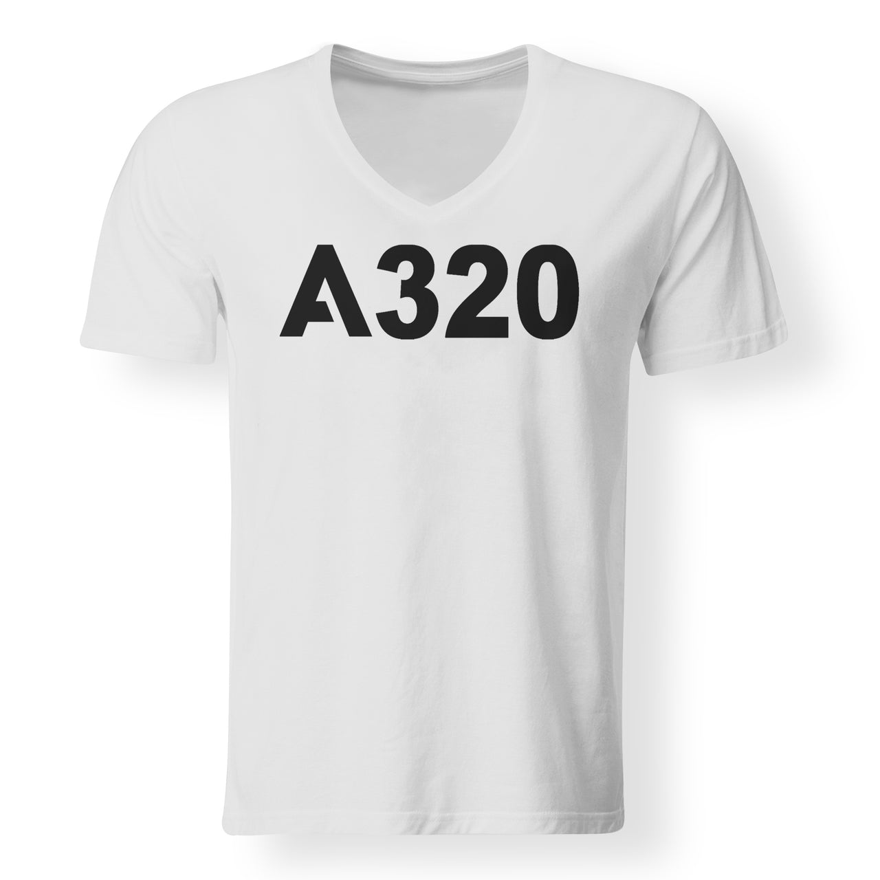 A320 Flat Text Designed V-Neck T-Shirts