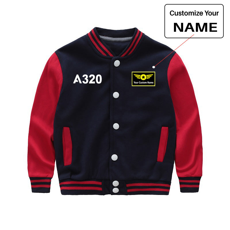 A320 Flat Text Designed "CHILDREN" Baseball Jackets