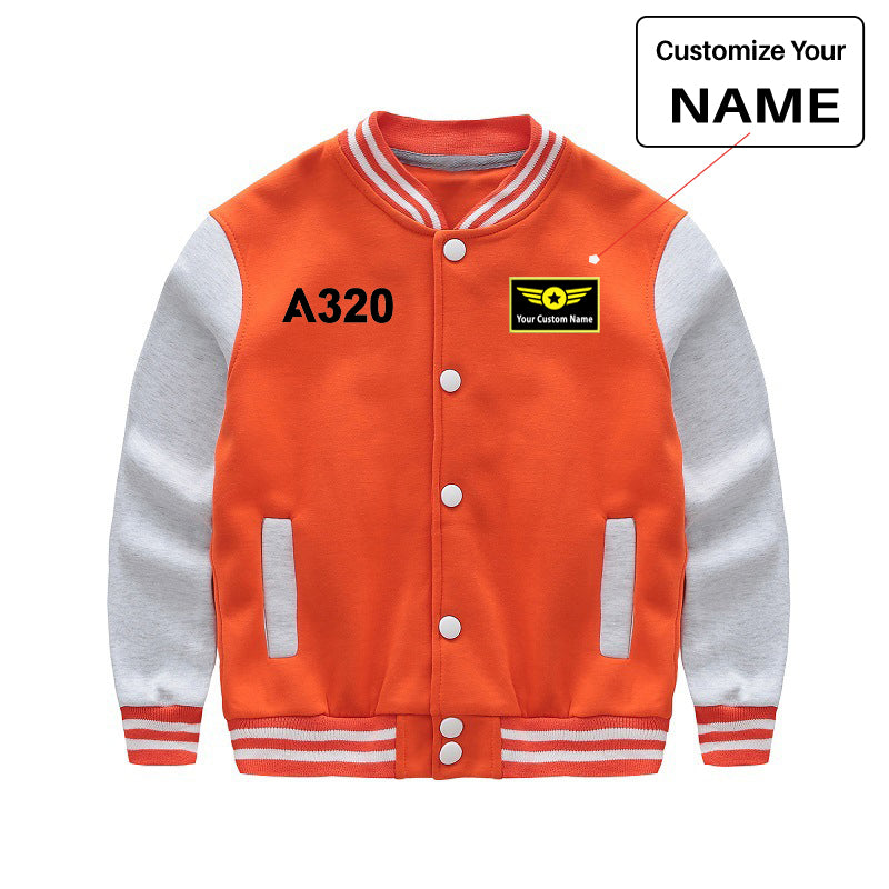 A320 Flat Text Designed "CHILDREN" Baseball Jackets