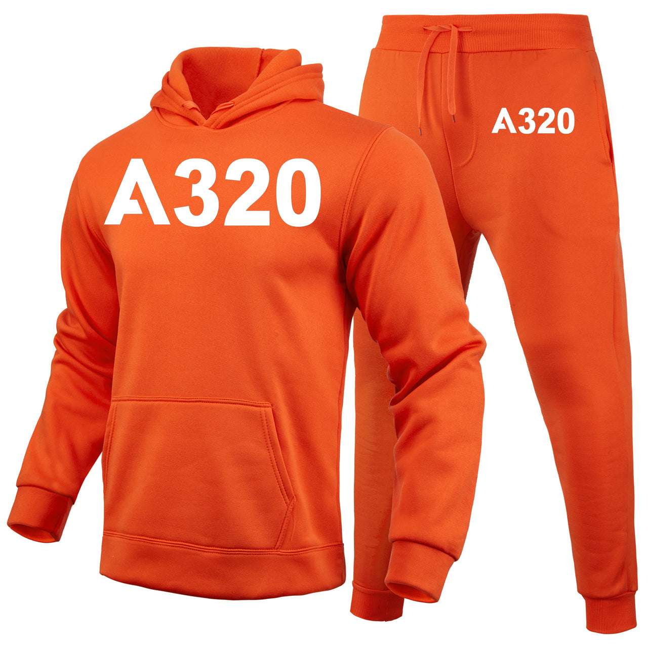 A320 Flat Text Designed Hoodies & Sweatpants Set