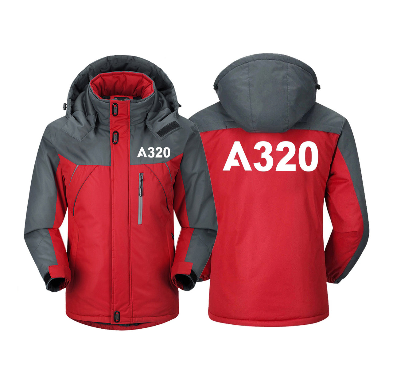 A320 Flat Text Designed Thick Winter Jackets