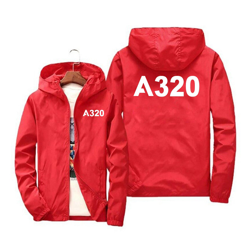 A320 Flat Text Designed Windbreaker Jackets