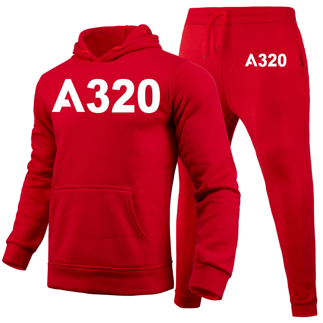 A320 Flat Text Designed Hoodies & Sweatpants Set