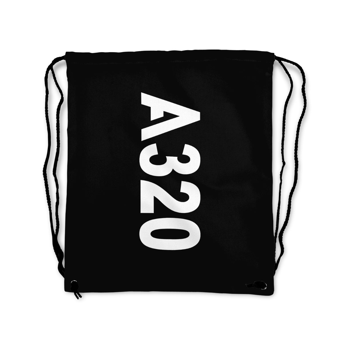A320 Text Designed Drawstring Bags