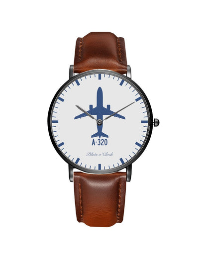 Side view of Airbus A320 aviation slim watch in stainless steel, polished finish.