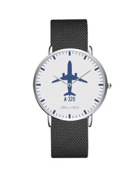 Thumbnail for Airbus A320 Stainless Steel Strap Watches Pilot Eyes Store Silver & Black Stainless Steel Strap 