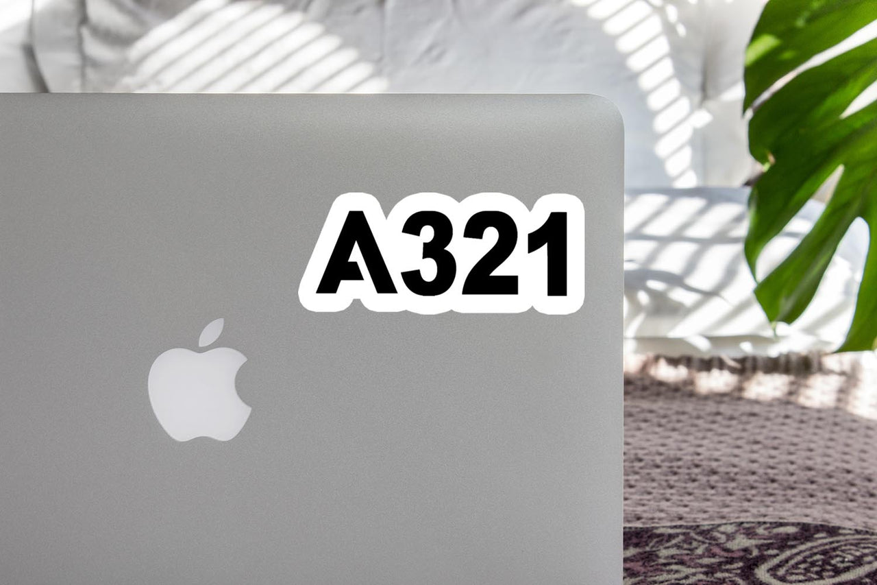 A321 Flat Text Designed Stickers
