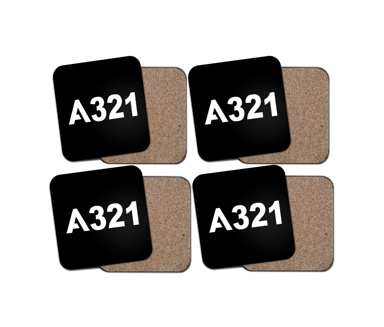 A321 Flat Text Designed Coasters