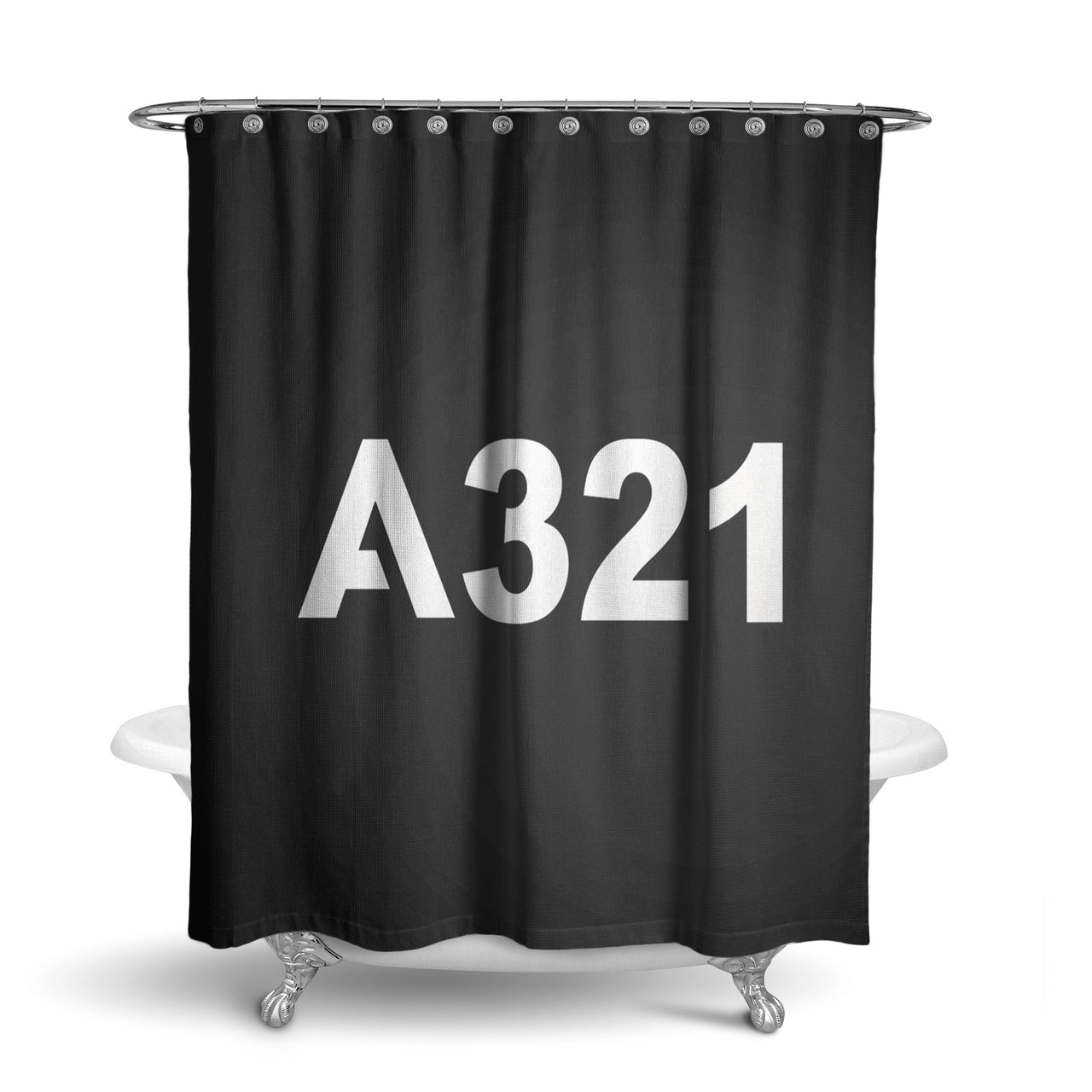 A321 Flat Text Designed Shower Curtains