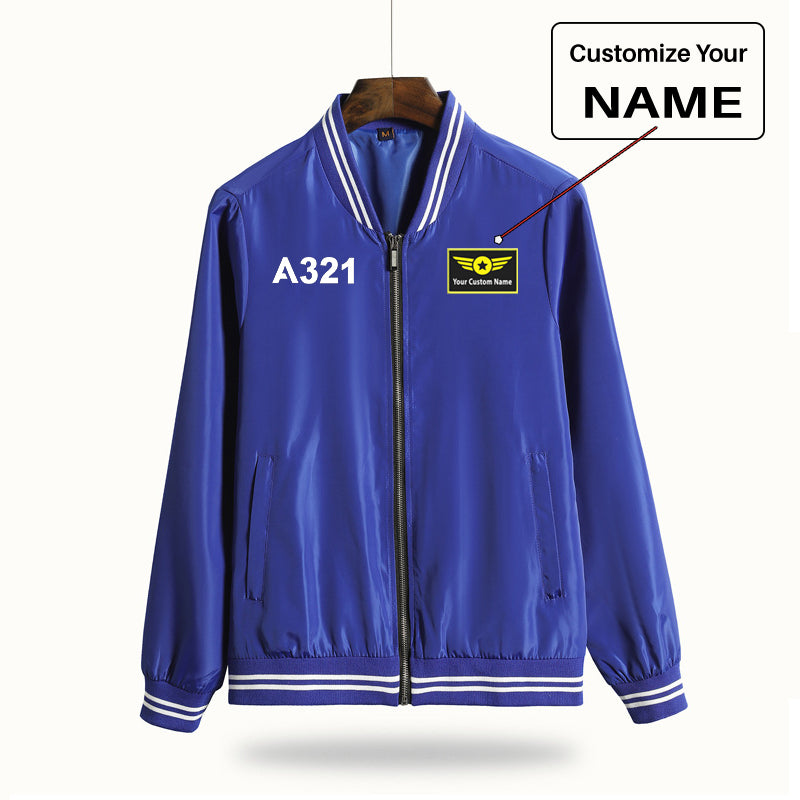 A321 Flat Text Designed Thin Spring Jackets