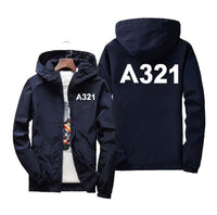 Thumbnail for A321 Flat Text Designed Windbreaker Jackets