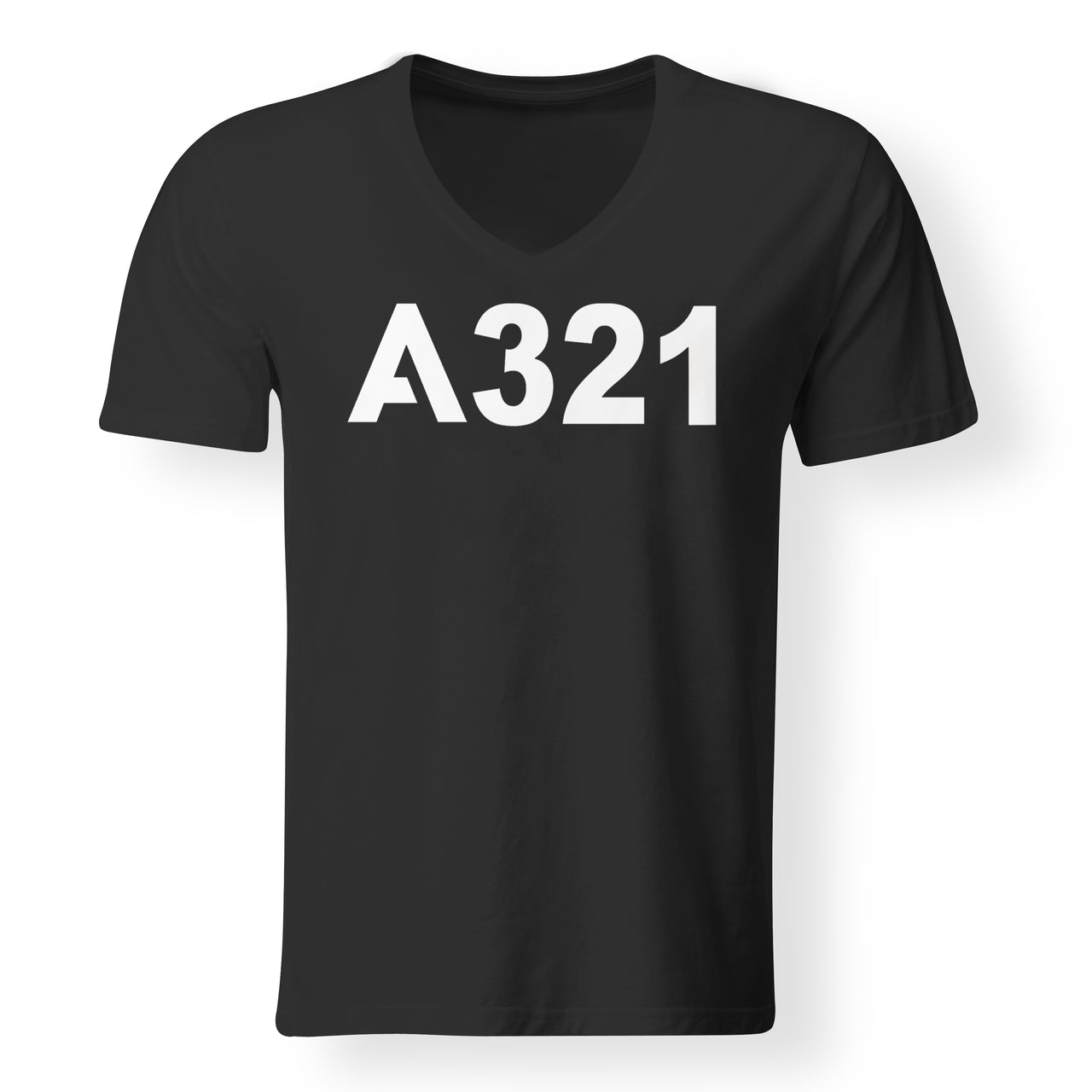 A321 Flat Text Designed V-Neck T-Shirts