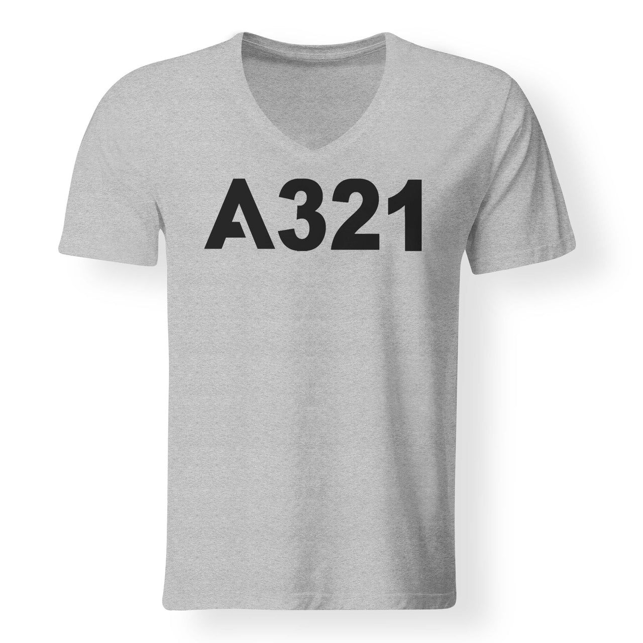 A321 Flat Text Designed V-Neck T-Shirts