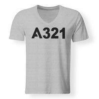 Thumbnail for A321 Flat Text Designed V-Neck T-Shirts