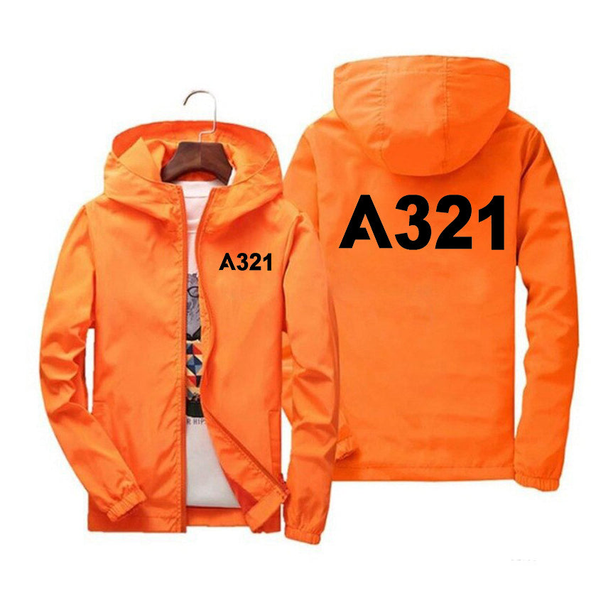A321 Flat Text Designed Windbreaker Jackets