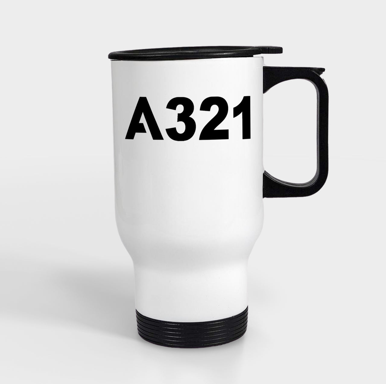 A321 Flat Text Designed Travel Mugs (With Holder)