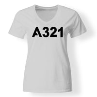 Thumbnail for A321 Flat Text Designed V-Neck T-Shirts