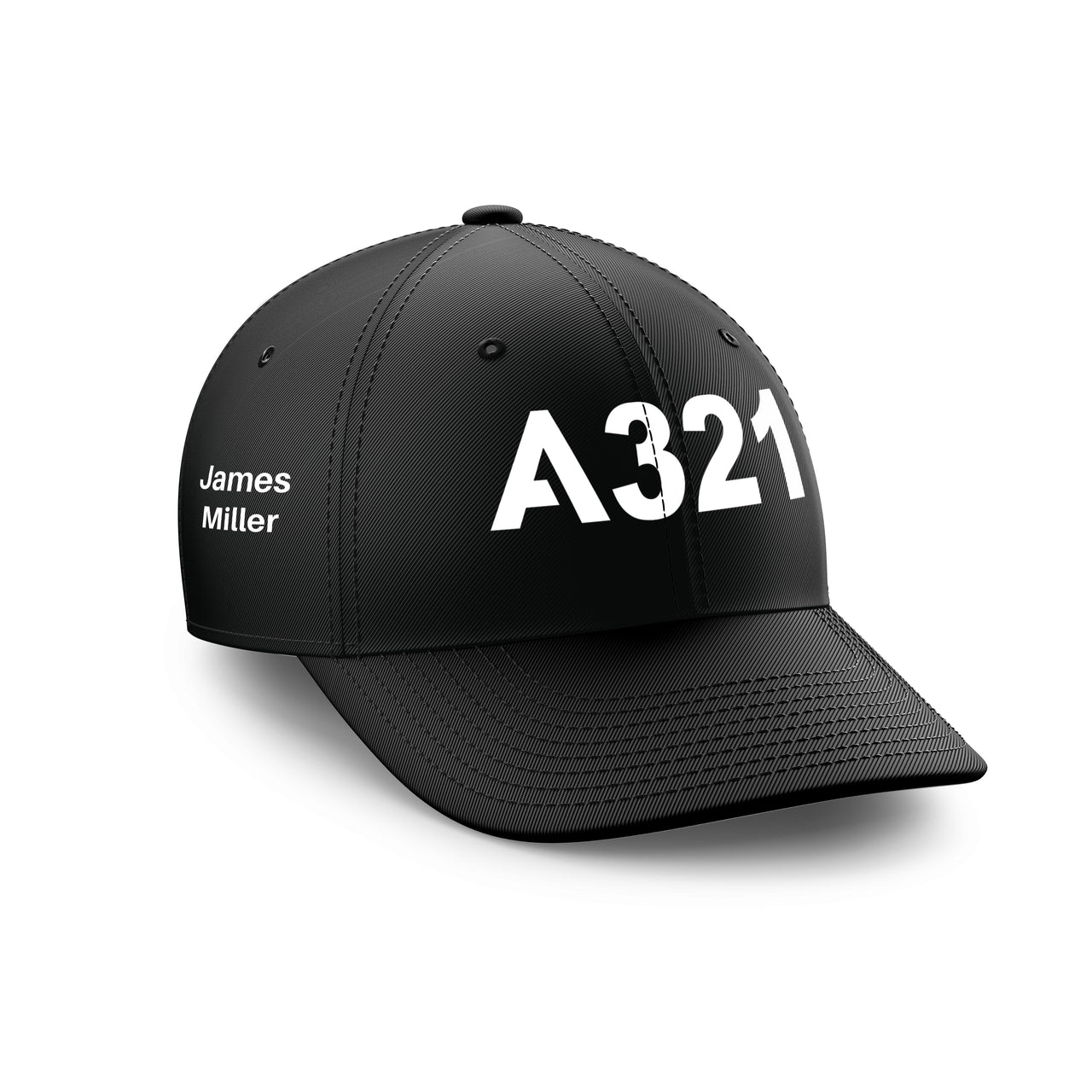 Customizable Name & A321 Flat Text Embroidered Hats