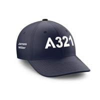 Thumbnail for Customizable Name & A321 Flat Text Embroidered Hats