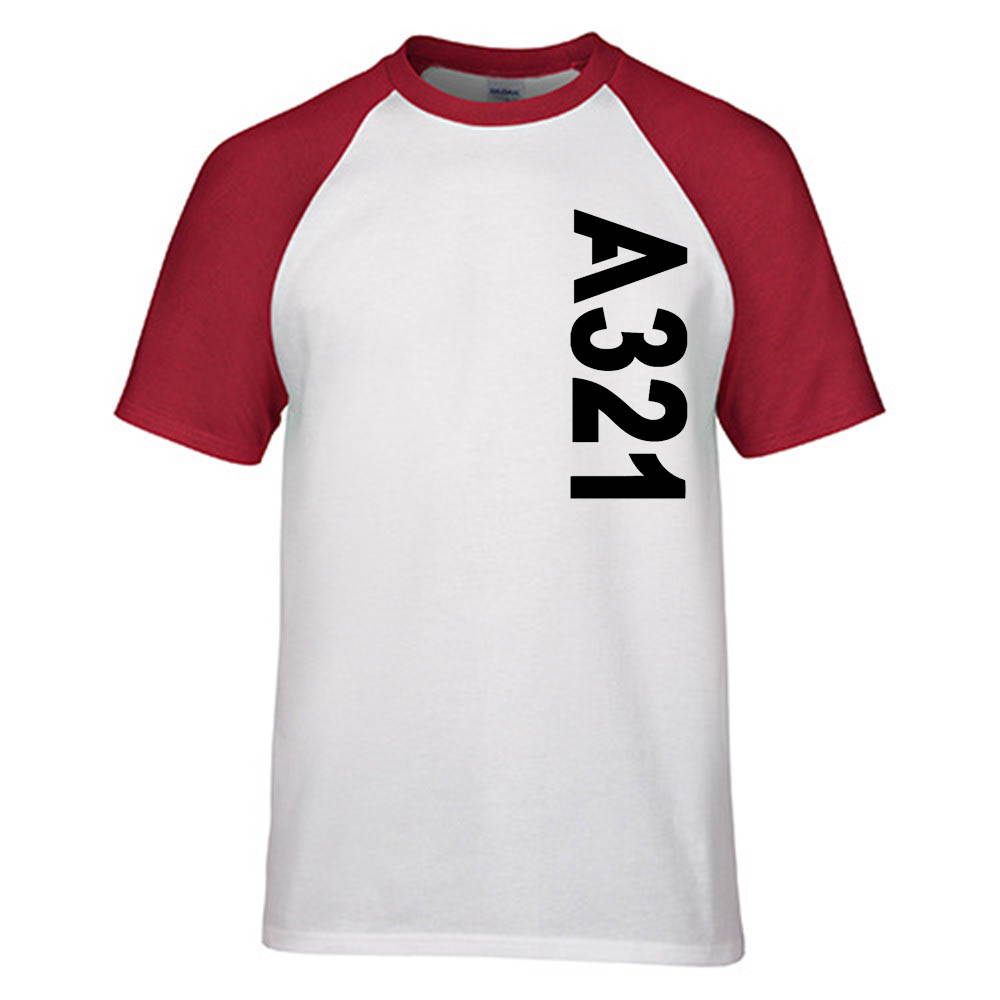 A321 Side Text Designed Raglan T-Shirts