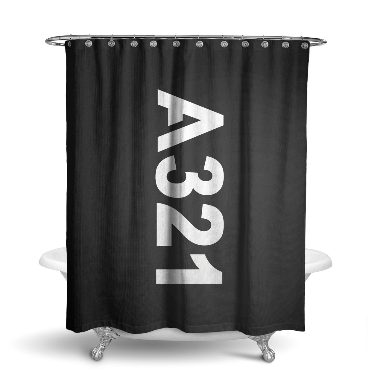 A321 Text Designed Shower Curtains