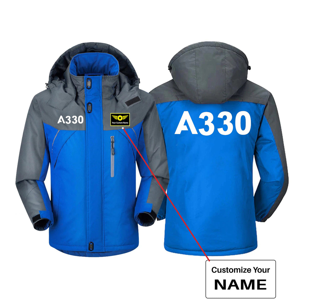 A330 Flat Text Designed Thick Winter Jackets