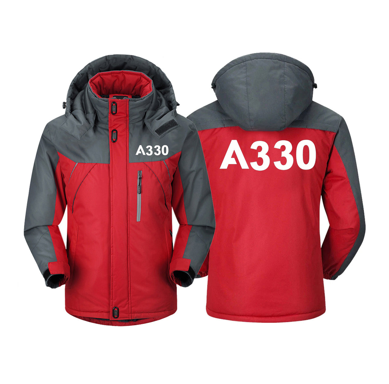 A330 Flat Text Designed Thick Winter Jackets