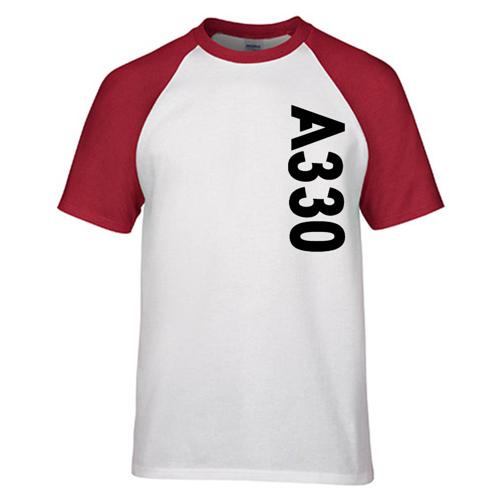 A330 Side Text Designed Raglan T-Shirts
