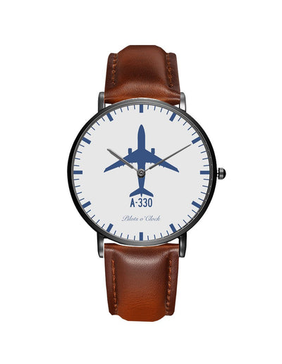 Airbus A330 aviation slim watch, stainless steel body with engraved detail.