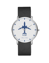 Thumbnail for Airbus A330 Stainless Steel Strap Watches Pilot Eyes Store Silver & Black Stainless Steel Strap 