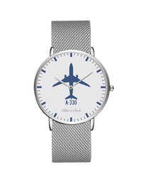 Thumbnail for Airbus A330 Stainless Steel Strap Watches Pilot Eyes Store Silver & Silver Stainless Steel Strap 