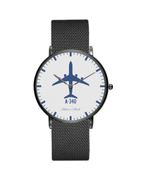 Thumbnail for Airbus A340 Stainless Steel Strap Watches Pilot Eyes Store Black & Stainless Steel Strap 