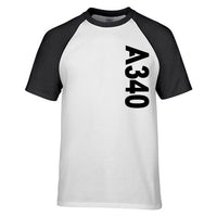 Thumbnail for Airbus A340 Side Text aviation design printed on soft cotton raglan T-shirt.