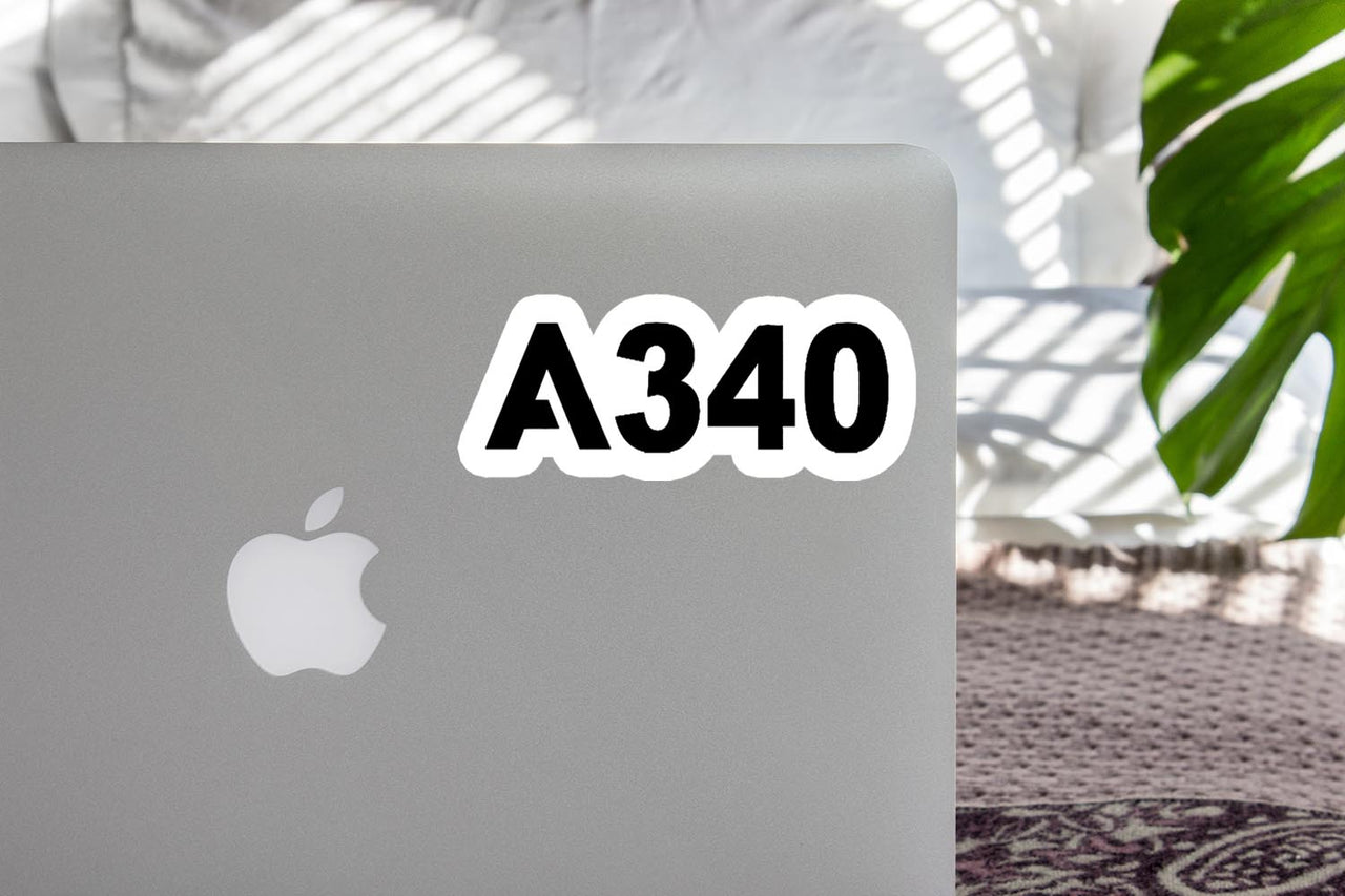 A340 Flat Text Designed Stickers