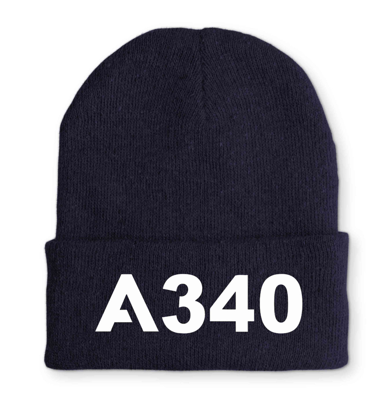 A340 Flat Text Embroidered Beanies