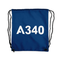Thumbnail for A340 Flat Text Designed Drawstring Bags