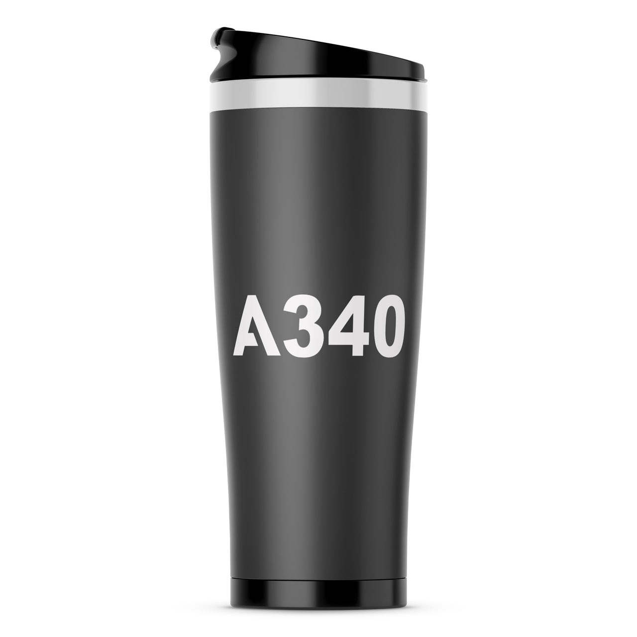 A340 Flat Text Designed Travel Mugs