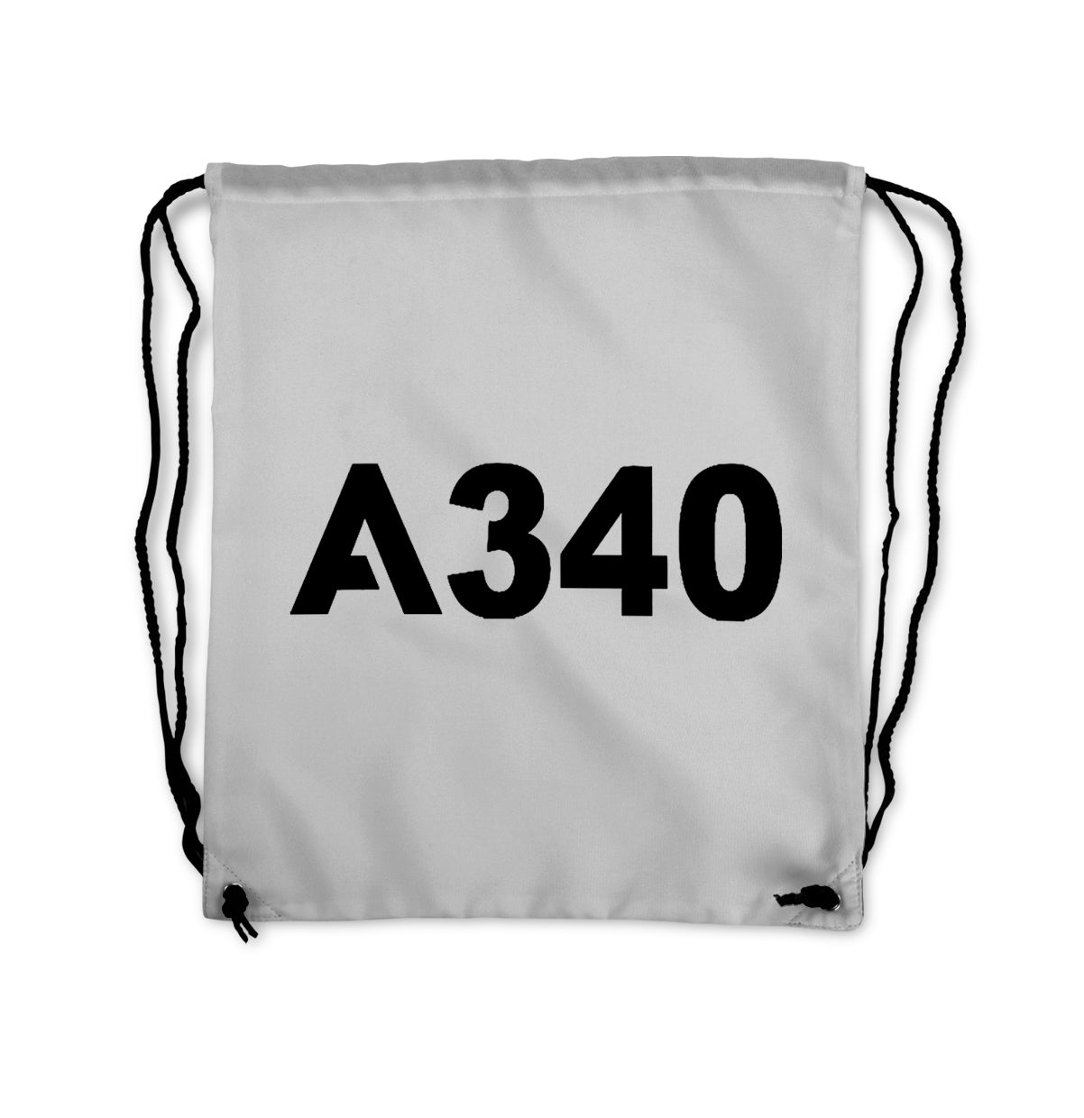 A340 Flat Text Designed Drawstring Bags