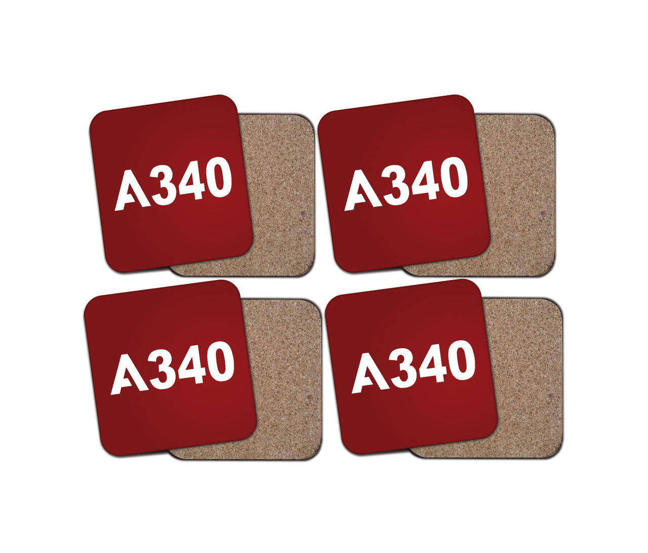 A340 Flat Text Designed Coasters