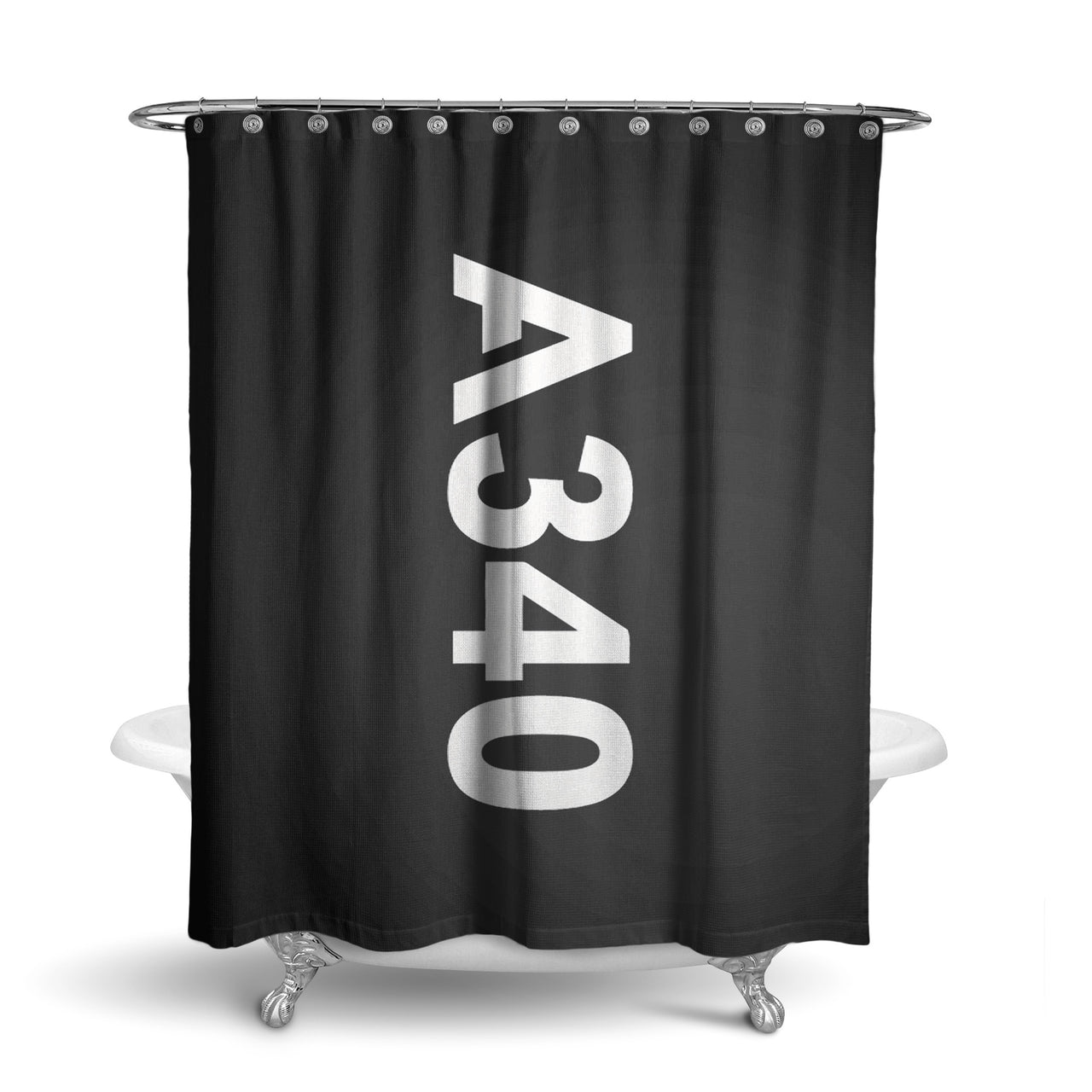 A340 Text Designed Shower Curtains