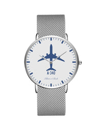 Thumbnail for Airbus A340 Stainless Steel Strap Watches Pilot Eyes Store Silver & Silver Stainless Steel Strap 