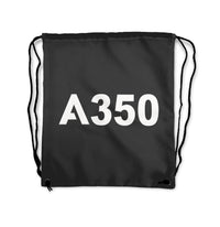 Thumbnail for A350 Flat Text Designed Drawstring Bags