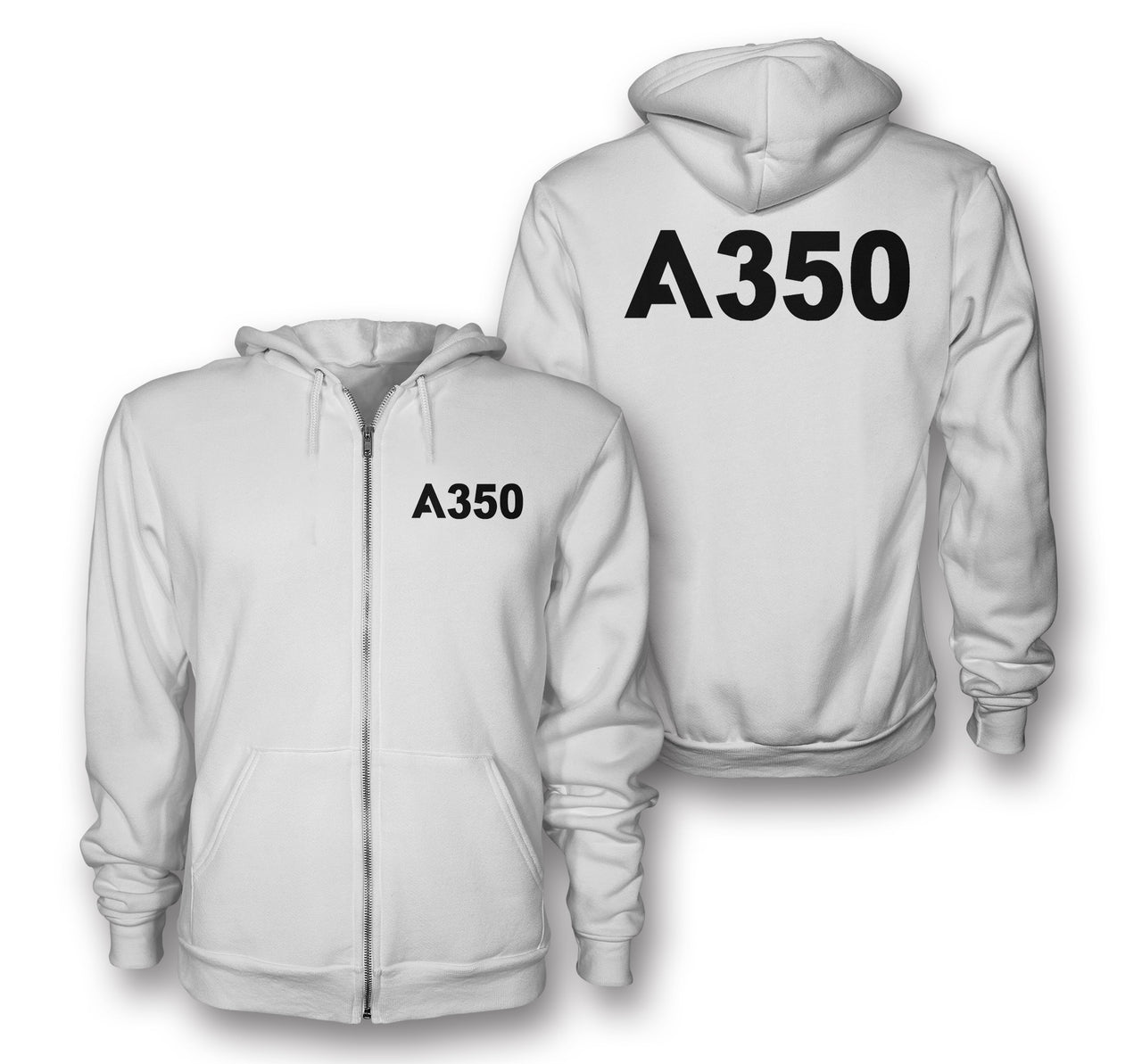 A350 Flat Text Designed Zipped Hoodies