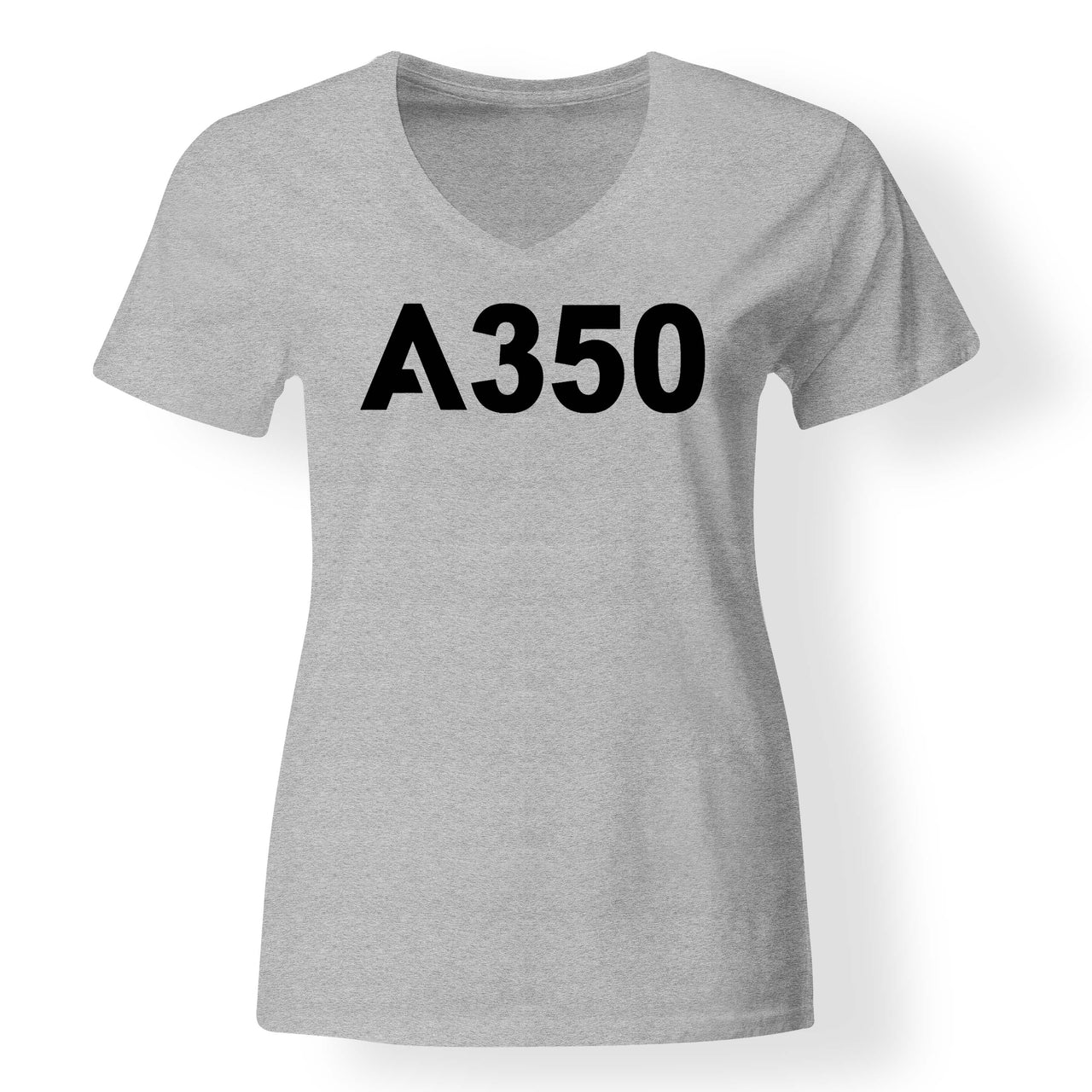 A350 Flat Text Designed V-Neck T-Shirts