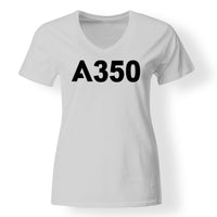 Thumbnail for A350 Flat Text Designed V-Neck T-Shirts