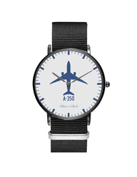 Thumbnail for Airbus A350 Leather Strap Watches Pilot Eyes Store Black & Black Nylon Strap 