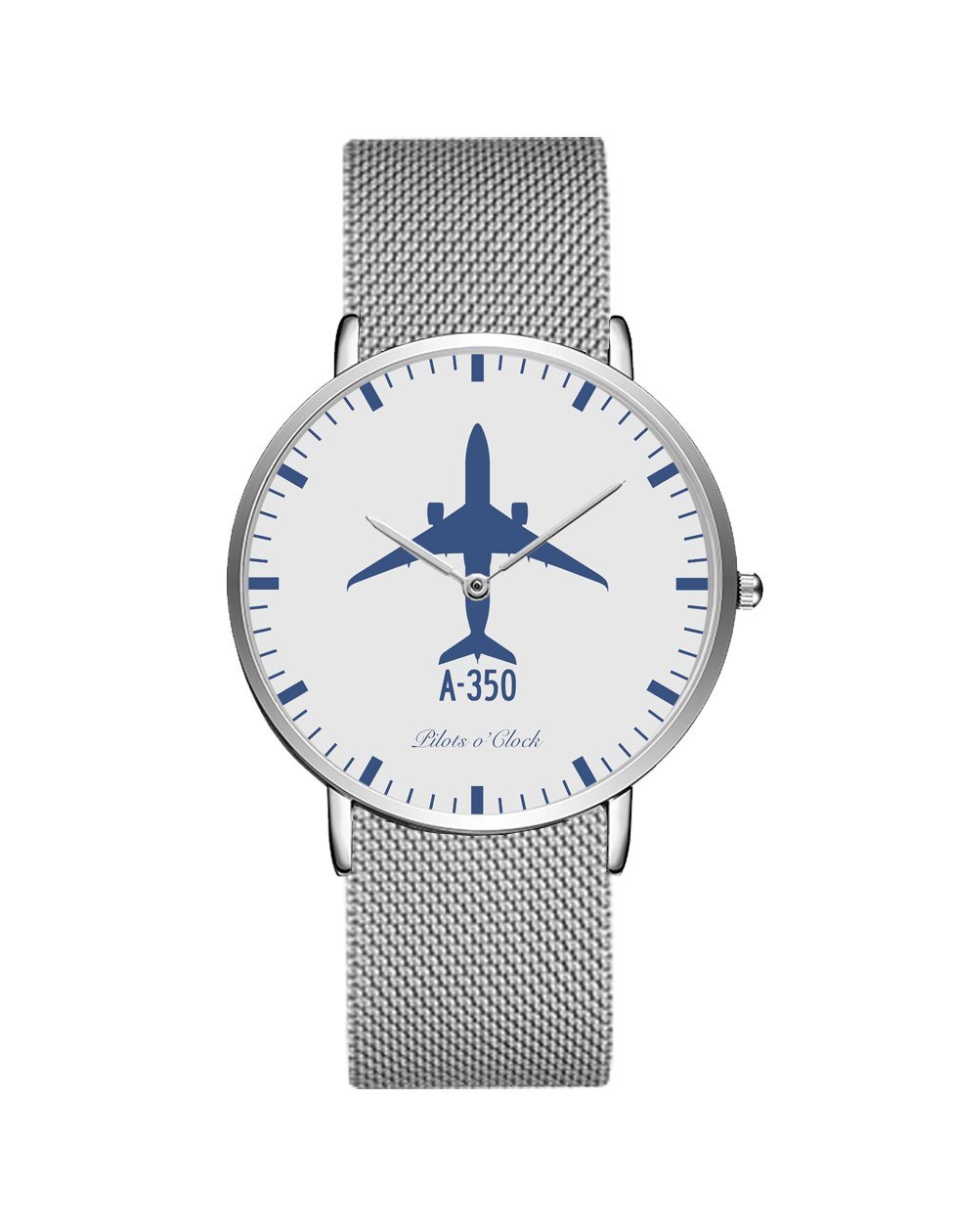 Airbus A350 Stainless Steel Strap Watches Pilot Eyes Store Silver & Silver Stainless Steel Strap 